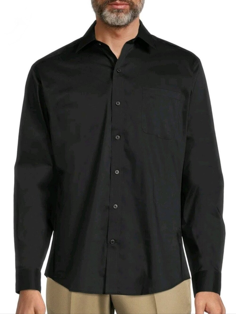 George Men's Black Dress Shirt NIP Comfort Stretch Collar Button Front 32/33